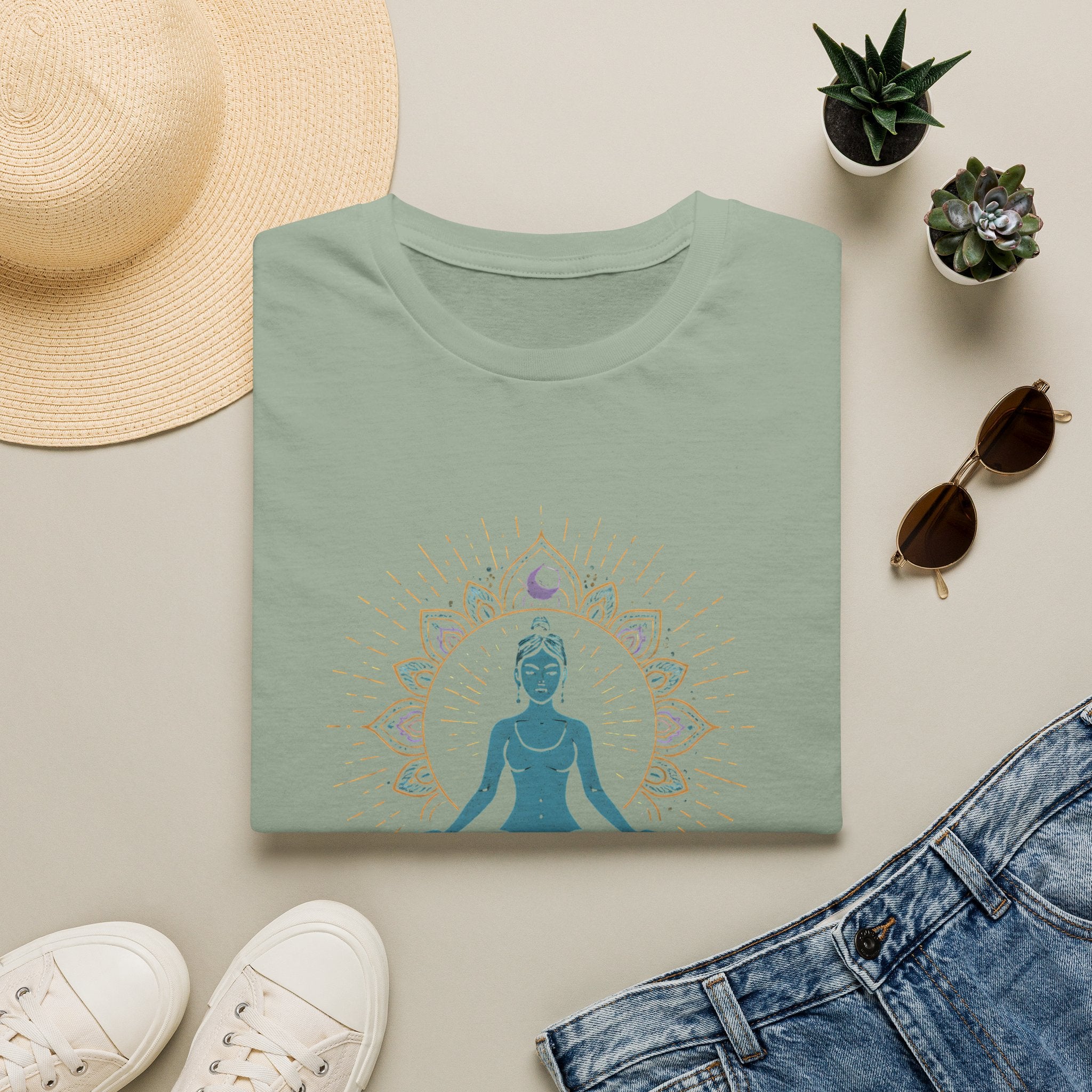 Blue Meditating Woman T-Shirt