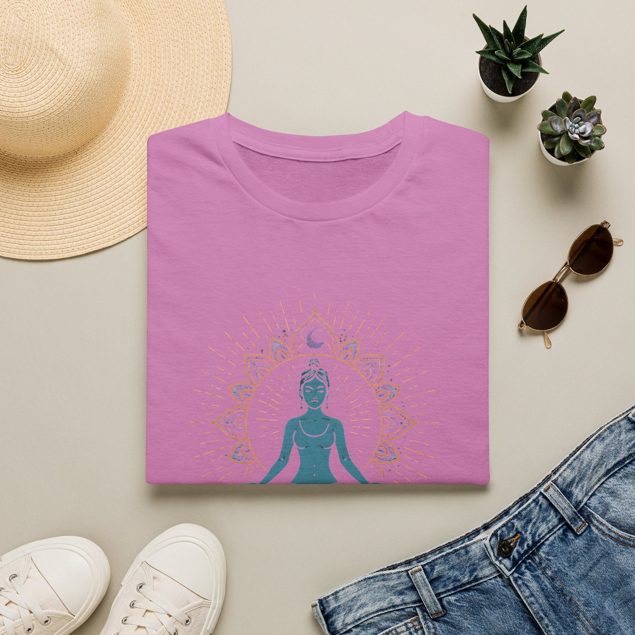 Blue Meditating Woman T-Shirt