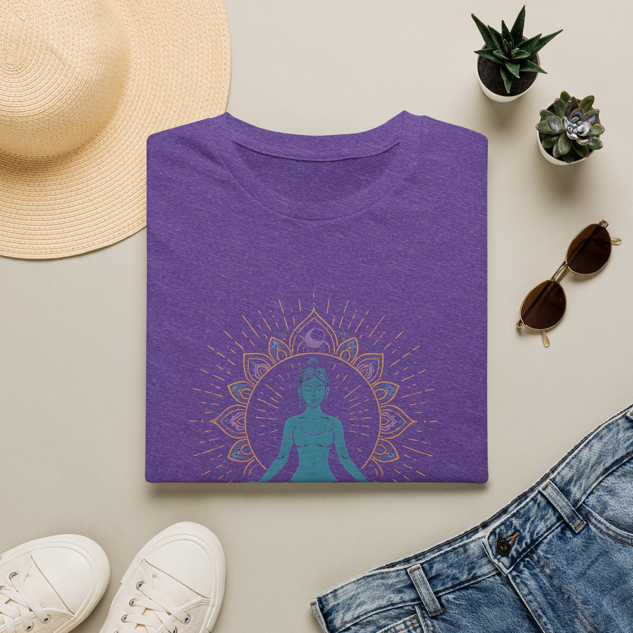 Blue Meditating Woman T-Shirt