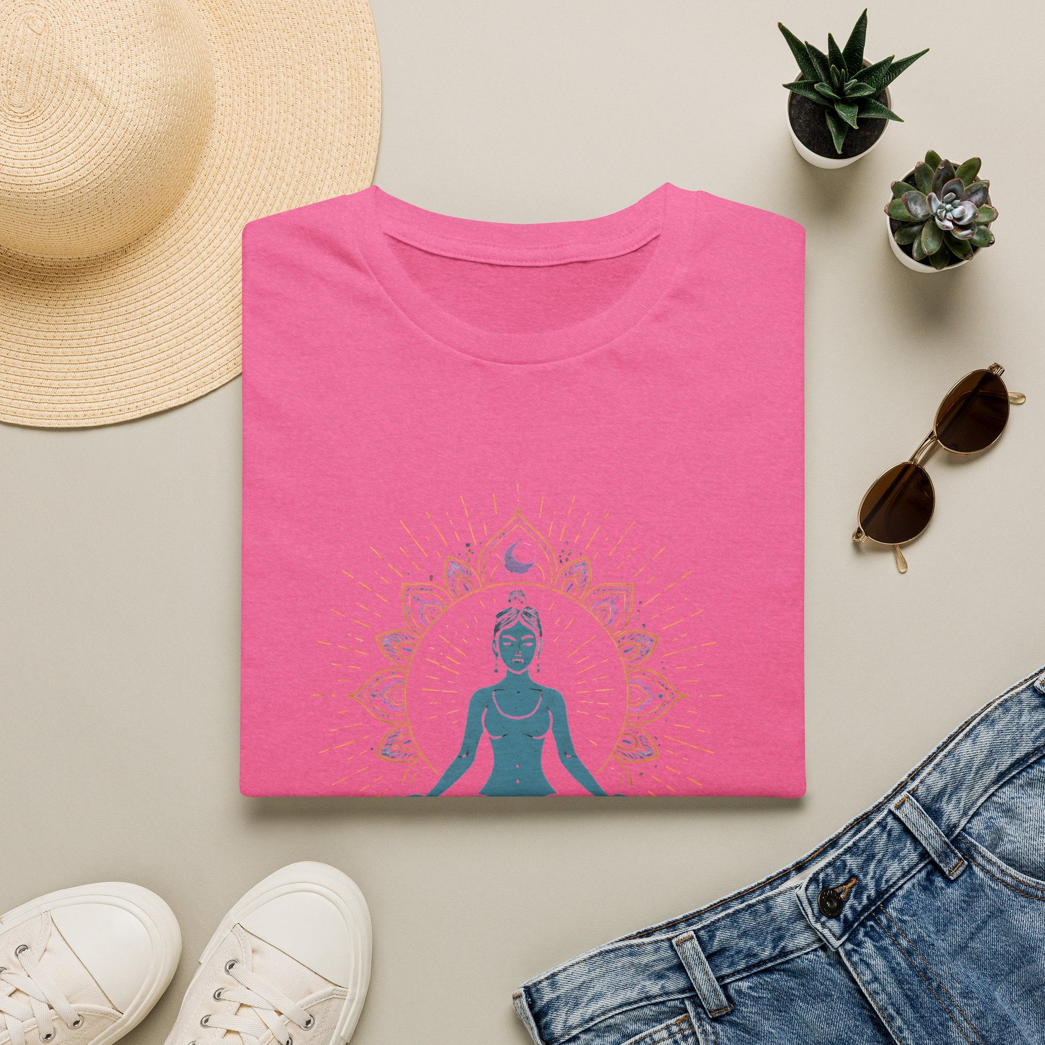 Blue Meditating Woman T-Shirt